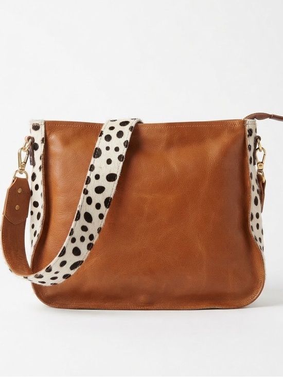 Beaudin Handbags - Handmade Genuine Leather Cow Hair Crossbody Bag Cognac $201 Retail NWT